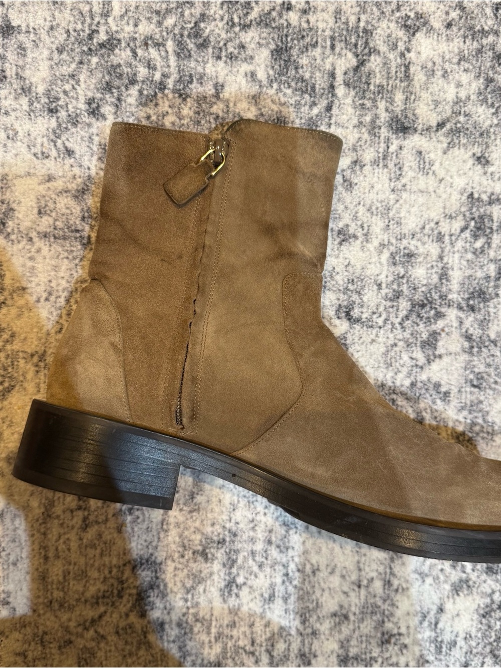 Stuart Weitzman Taupe Suede Boot Sole Detail